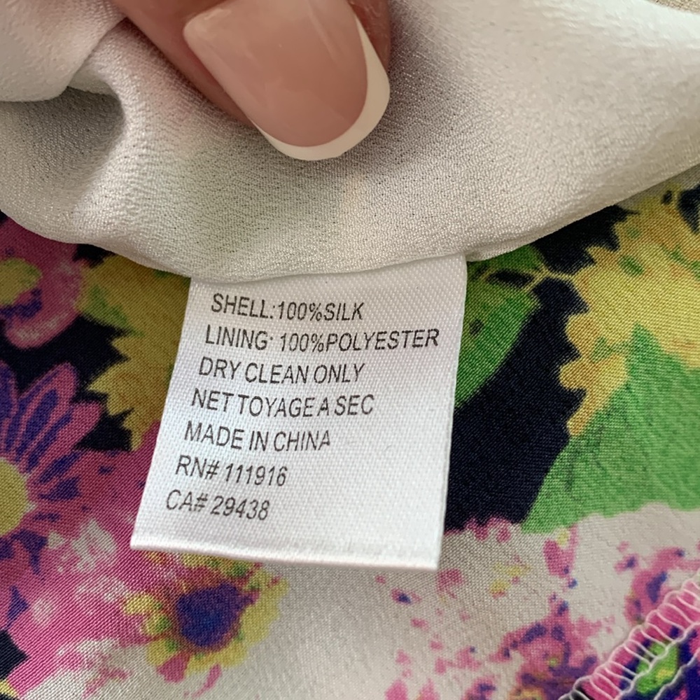 YUMI KIM NWT New silk Strapless floral mini dress purple green white yellow XS 0 - Picture 7 of 8